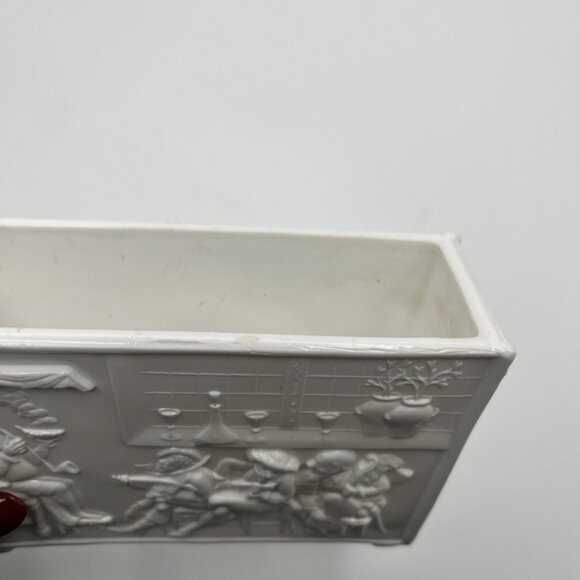 Antique Sowerby 1232 Old King Cole Victorian Pressed Milk Glass Fiddlers Vase - Picture 16 of 16